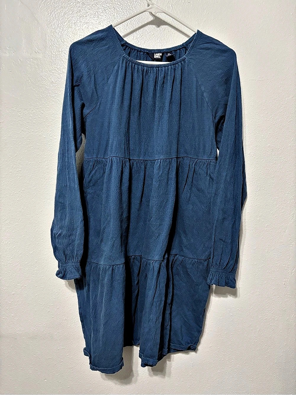 Lands' End Blue Tiered Mini Dress Size XL